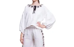 Ninaleuca Loulou Linen Blouse In White