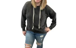 Sew In Love Cross Front Slouchy Hoodie In Black