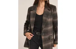 Z Supply Plaid Blazer In Black