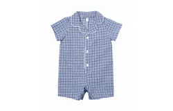 Petit Confection Boys&apos; Plaid Romper In Blue