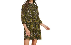 Pinch Pintuck Detail Mini Dress In Green
