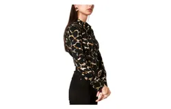 Desoto Pia Abstract Animal Print Blouse In Black