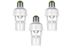 3 Pieces Motion Sensor Light Socket Smart Screw in Light Bulb Outlet Compatible with E26&sol;E27 Motion Activated Light Bulb Holder Adapter Automatic Light Control for Garage Storage Room