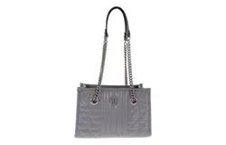 Gucci GG Marmont Silver Medium Chain Shoulder Tote Bag Gray Leather