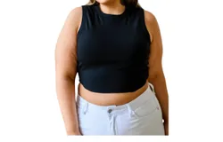 White Birch Best Friends Cropped Tank Top In Black