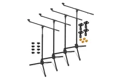 Tripod Mic Stand 4Pcs Heavy Duty Adjustable Holder Floor Microphone Boom Arm BLACK