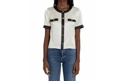 Amanda Uprichard Bel Aire Silk Blouse In Cream And Black