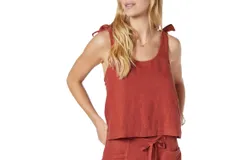 Joie Jina Linen Top In Burnt Henna Red