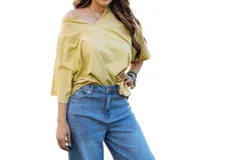 Easel Washed Cotton Jersey Oversized Top In Green Tea