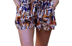 Glam Stroke Of Style Silk Shorts In Orange