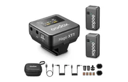 Godox Magic XT1 One-Trigger-Two 2&period;4G Wireless Microphone System Magnetic Clip-on Microphones Intelligent Noise Cancellation 200M Transmission Built-in Battery OLED Touch Screen with Charging Case for