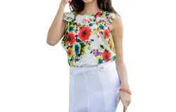 Eva Franco Greta Ruffled Top In Vienna Bloom