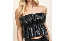 Glam Ruched Top In Black