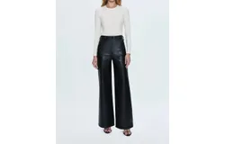 Pistola Lana High Rise Ultra Wide Leather Pant In Slate Black