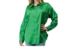 Geegee Queen Of Caddo Mills Studded Blouse In Kelly Green