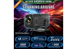 Mini Projector&comma; HY320 Portable Projector&comma; Support 4K 1080P with Dual-Band WIFI6 5G Wireless 5&period;0 Bluetooth Android 11&comma; 180° Rotatable&comma; Auto Keystone Correction&comma; 40"-130" Screen Video Projector