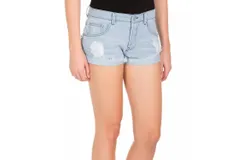 Minkpink Keepsake Denim Frayed Cotton Short Jeans In Light Blue