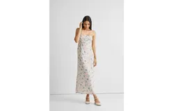 Ruched Floral Strappy Maxi Dress