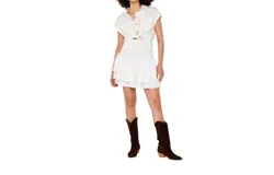 Apricot Three Layer Smocked Waist Mini Skirt In White