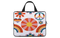 70&apos;s Rainbow Laptop Bag Women Man 10 12 13 15 17 Inch Office Notebook Travel Computer Handbag Waterproof Bag Notebook Cover