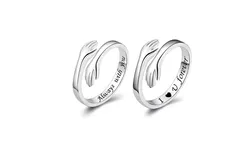 2 Piece Hug Rings&comma; Silver Adjustable Ring&comma; Hand Ring for Women