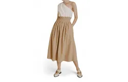 Aureum Lina One Shoulder Dress In Ivory&sol;tan