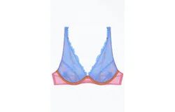 Dora Larsen Penelope Lace High Apex Underwire Bra In Medium Blue