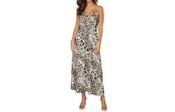 Milio Milano Italian Viscose Maxi Dress In Leopard