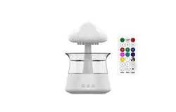 Cloud Humidifier Rain Water Drip Diffuser Humidifier with Remote Waterfall Lamp Mushroom Humidifier Rain Sounds White Noise Humidifier Air Humidifiers for Bedroom Desk，White
