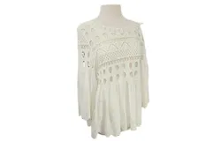 Funsport Women&apos;s Crochet Babydoll Bell-Sleeve Top In White
