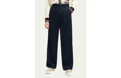 Scotch & Soda High Rise Wide Leg Corduroy Trousers In Navy