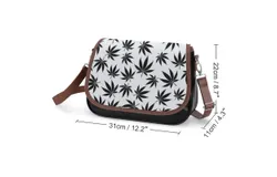 Weed Pattern Vintage Crossbody Bag for Women Medium Leather Hobo Bags Shoulder Bag Classic City Leather Satchels