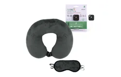 Mindful Traveler Bundle&colon; Memory Foam Travel Pillow with Sleep Mask & Purtag Tracker