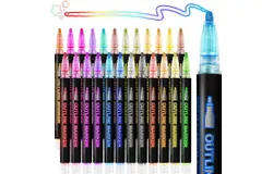 24 Colores Rotuladores Metálicos de Doble Línea&comma; para Contornos&comma; Rotuladores para Arte&comma; Álbumes de Fotos&comma; Tarjetas de Felicitación&comma; Proyectos de Manualidades&comma; Carteles&comma; Pintura&comma; Álbumes de Recortes