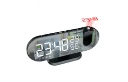 Projection Alarm Clock with USB Charger 180° Rotatable Projection Alarm Clock with FM Radio Mirror Display 2 Sounds 4 Dimmers &lpar;Black Shell White Light&rpar;