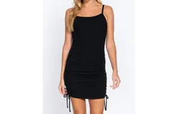 Active Basic Ruched Cami Dress In Black
