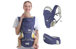 Baby Hip Seat Carrier Baby Waist Stool for Child Ergonomic Infant Carrier with Hip Seat Kangaroo Bag Front and Back Baby Holder Carrier 3-36 Months（Blue）