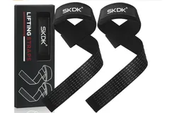 SKDK Cotton Hard Pull Wrist Lifting Straps Grips Band-Deadlift Straps with Neoprene Cushioned Wrist Padded and Anti-Skid Silicone - for Weightlifting&comma; Bodybuilding&comma; Xfit&comma; Strength Training