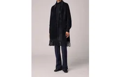 Soia&kyo Danela Knit Scarfigan With Fringe In Black