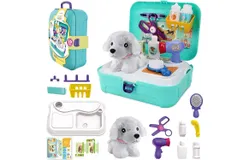 Pet Care Play Set Doctor Kit for Kids&comma; 16 Pcs Doctor Pretend Play Vet Dog Grooming Toys Puppy Dog Carrier Feeding Dog Backpack Gifts for Girls Boys 3-7 Years Old
