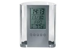 Desk Pen Holder&comma; Pen Storage Box&comma; Multifunctional Desk Pen Holder Clock with Digital Desk Alarm Clock Temperature Display Pen Storage Desk Pen Holder Suitable for Office&comma; School&comma; Home