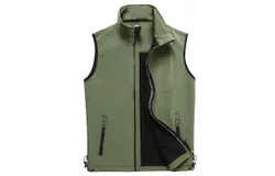 Men&apos;s windproof lightweight golf vest jacket with pockets softshell sleeveless jacket for running and hiking