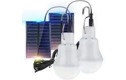 2 Pack Solar Powered Led Shed Light Bulb Portable Lantern Lamp with Panel for Indoor Outdoor Kitchen Garden Patio Yard Hiking Camping Tent Fishing