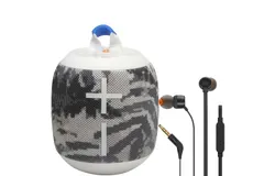 Ultimate Ears WONDERBOOM 2 Portable Bluetooth Speaker &lpar;Jungle Grey&rpar; &plus; JBL T110 in Ear Headphones Black