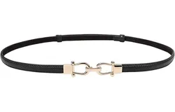 Leather Skinny Women Belt Thin Waist Belts for Dresses up to 37 Inches