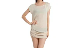 Jordan Taylor Gofret Side Shirred Boat Neck Tunic In Jor Beige