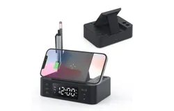 Clock wireless charging Mobile phone stand pen holder Multi-functional 15W wireless charging fast charging