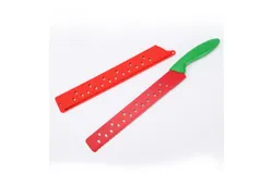 Bread cutter&comma; watermelon cutter&comma; red and green butter slicer with sleeve&comma; 43&period;5cm rust-proof stainless steel serrated melon cutter kitchen gadgets