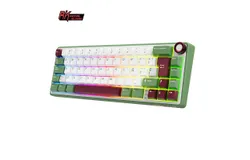 RK ROYAL KLUDGE R65 Wired Gaming Keyboard with Volume Knob&comma; 60&percnt; Percent RGB Backlit Mechanical Keyboard Gasket Mount with PBT Keycaps&comma; MDA Profile&comma; QMK&sol;VIA&comma; 66 Keys Hot Swappable Cream Switch&comma; Green