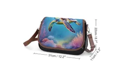 Turtle Swimming Art Vintage Crossbody Bag for Women Medium Leather Hobo Bags Shoulder Bag Classic City Leather Satchels